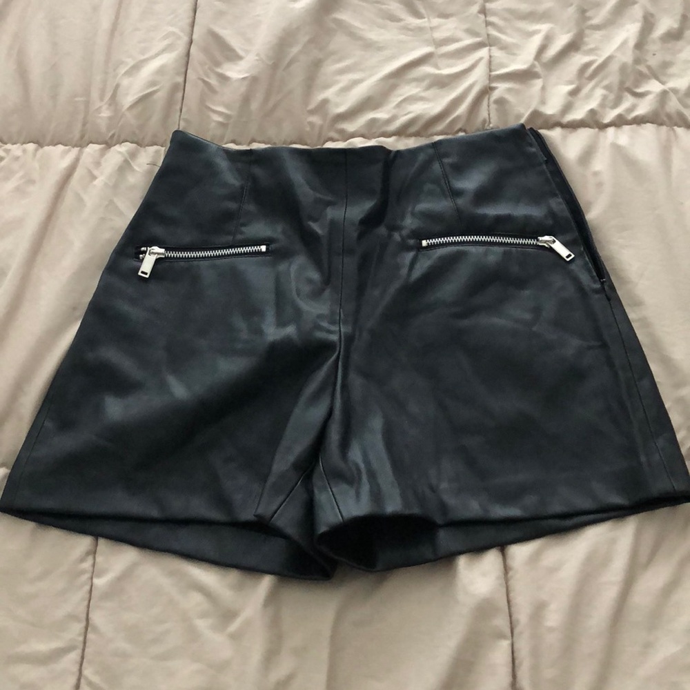 Faux leather shorts
